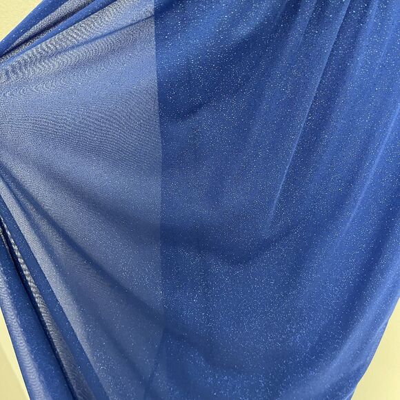 Sweet Storm | Blue Shimmer Sleeveless Keyhole Maxi Party Dress Small Y2K 90s Vtg - Picture 5 of 8